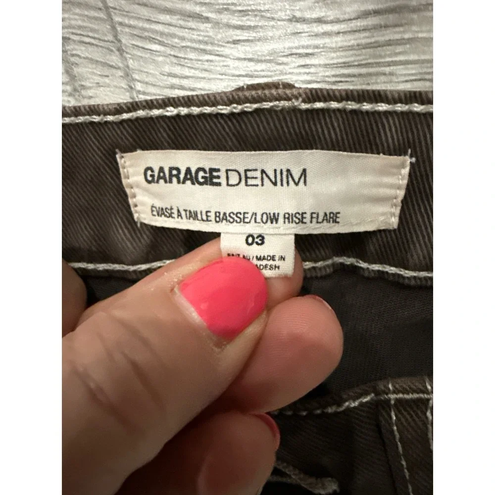 Garage Denim Womens Brown Low Rise Flare Jeans Contrast Stitch‎ Size 3